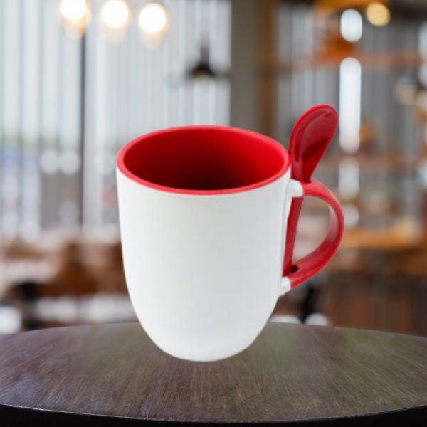 Taza con cuchara y asa de color 11oz - Image 9