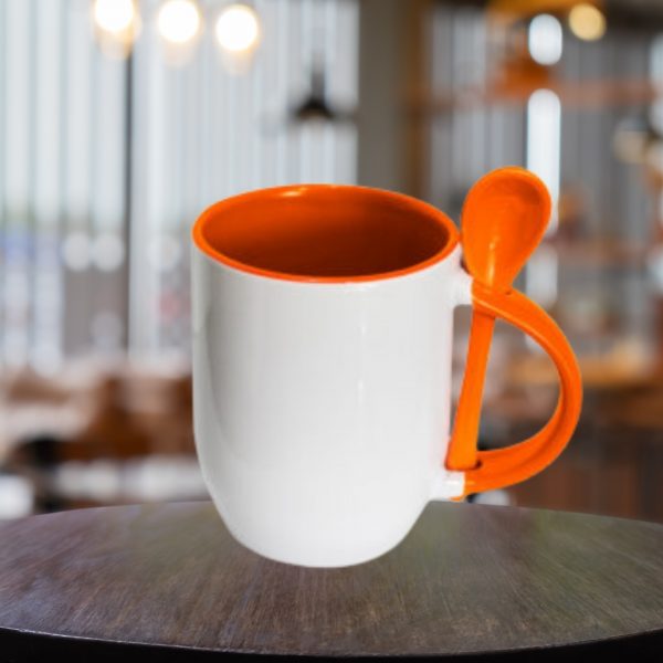 Taza con cuchara y asa de color 11oz - Image 2