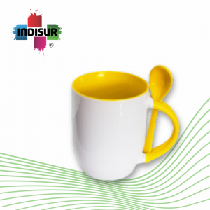 Taza con cuchara y asa de color 11oz